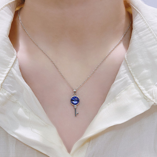 Austrian Crystals Key Pendant Necklace