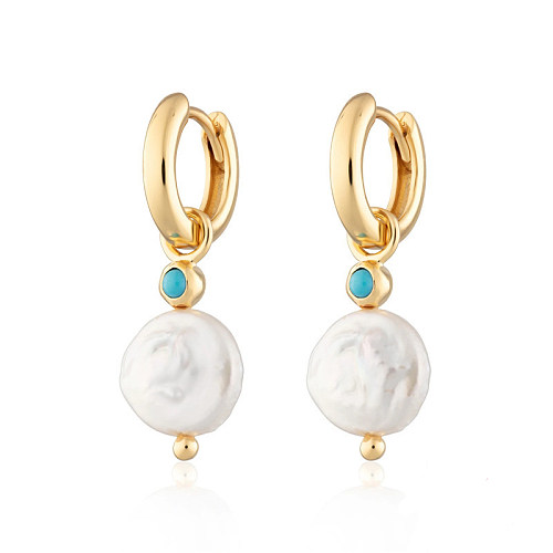 Boucle d'oreille créole en argent sterling avec perles baroques