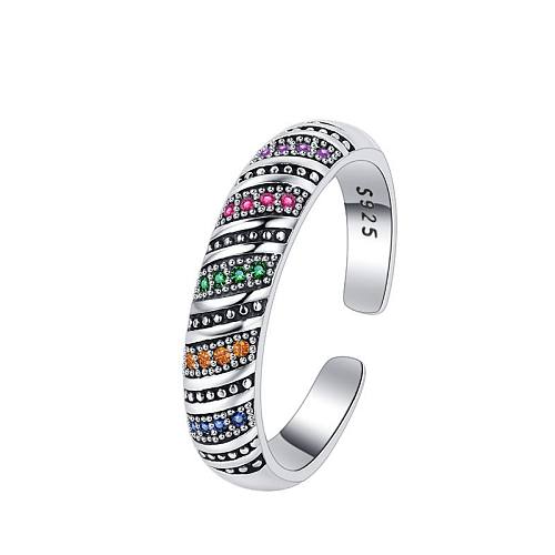 Vintage Colorful Zirconia Dots Open Rings