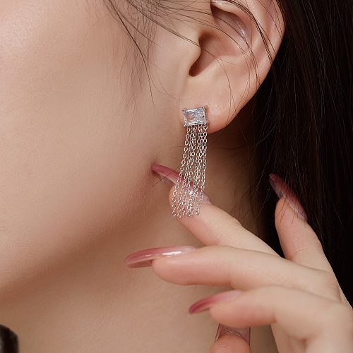 A Zirconia Tassel Stud Earring