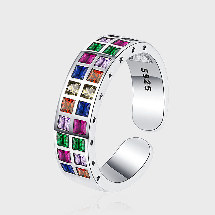 Wide Rainbow Zirconia Open Rings