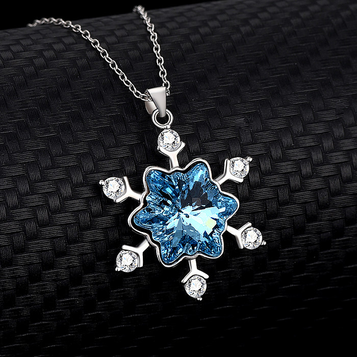 Schneeflocken-Kubikzirkonia-Anhänger-Halskette mit österreichischen Kristallen