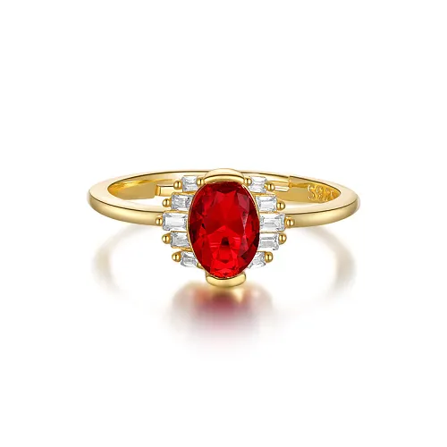 Silver Red Zirconia Open Band Ring