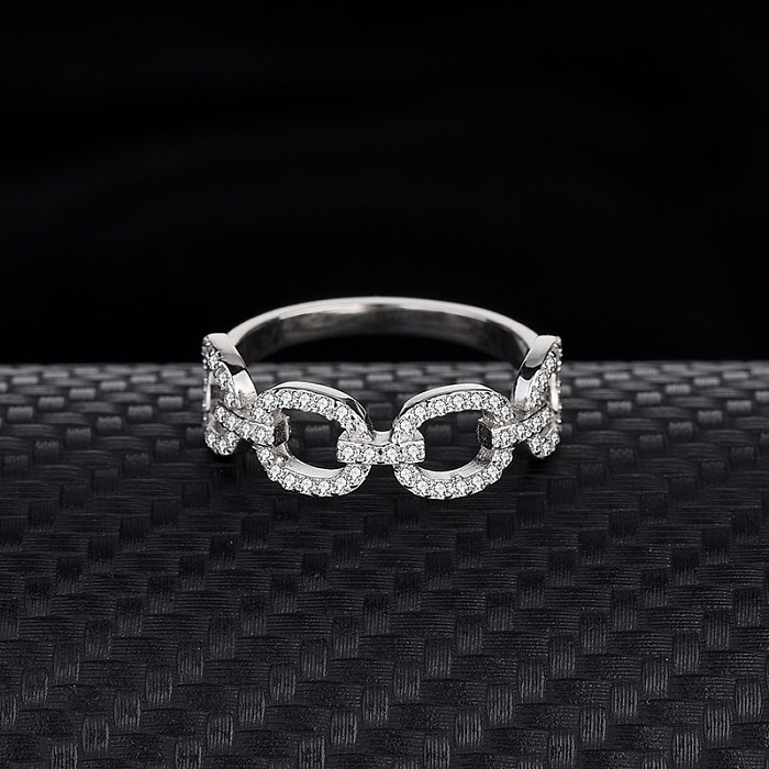 Silver Cubic Zirconia Chain Band Ring