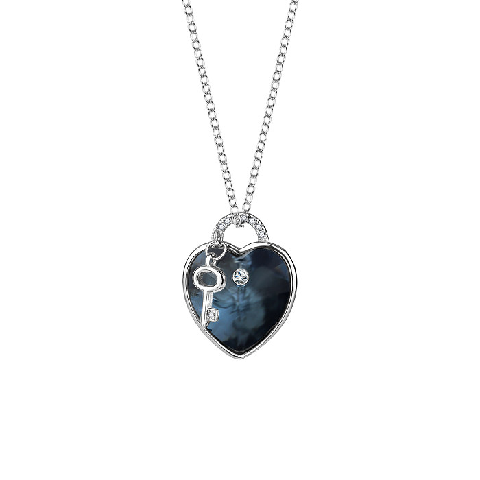 Austrian Crystals Love Heart Cubic Zirconia Key Necklace