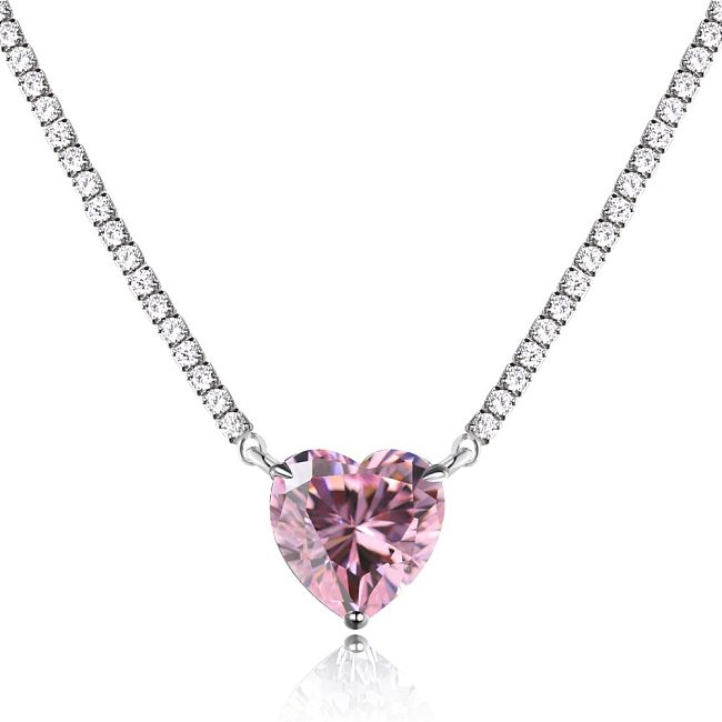 Sterling Silver Full CZ Love Heart Necklaces
