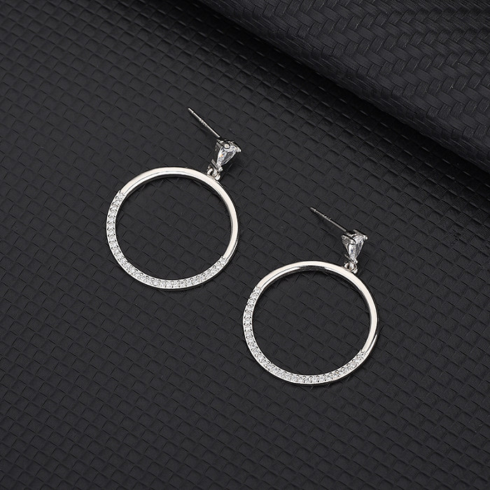 Silver Cubic Zirconia Circle Stud Earring