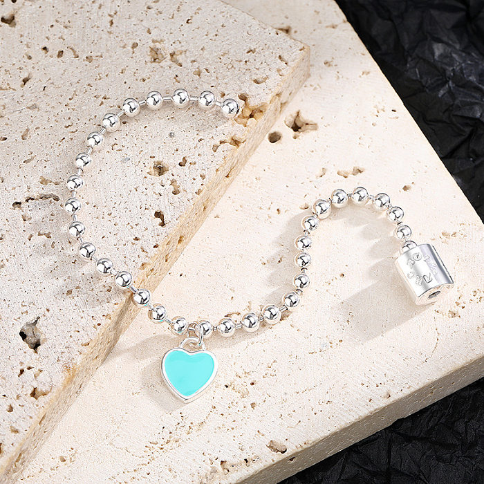 Sterling Silver Beads Heart Chain Bracelets