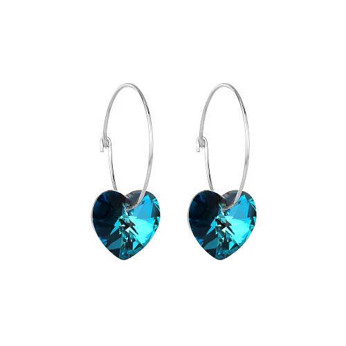 Austrian Crystals Love Heart Hoop Earring