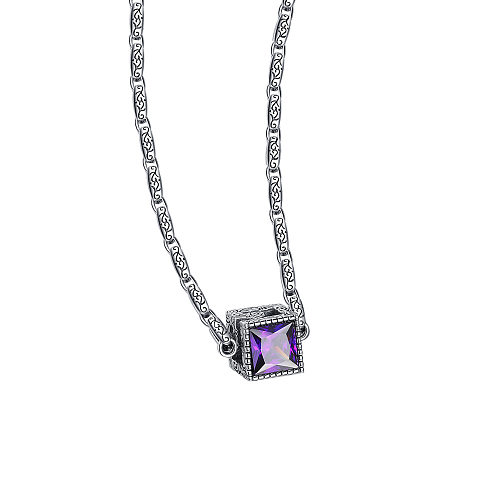 Vintage Zirconia Cube Pendant Necklaces