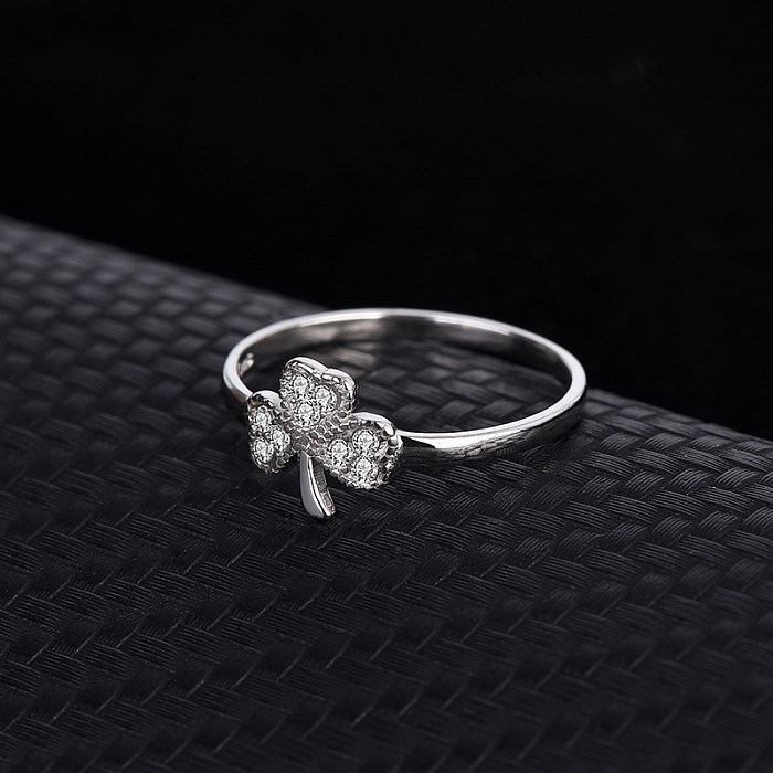 Silver Cubic Zirconia Clover Band Ring