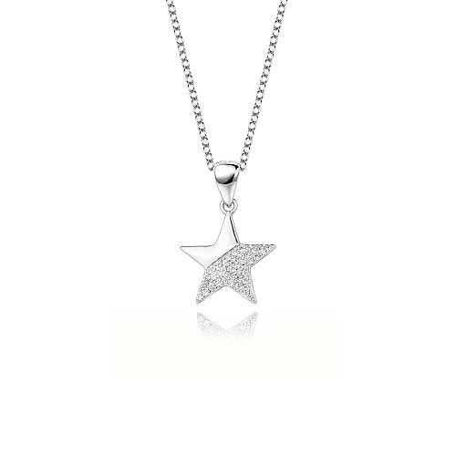 Silver Cubic Zirconia Star Necklace