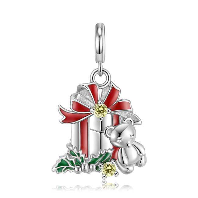 Pendentifs en argent sterling avec breloques en forme d'ours Jingle Bell