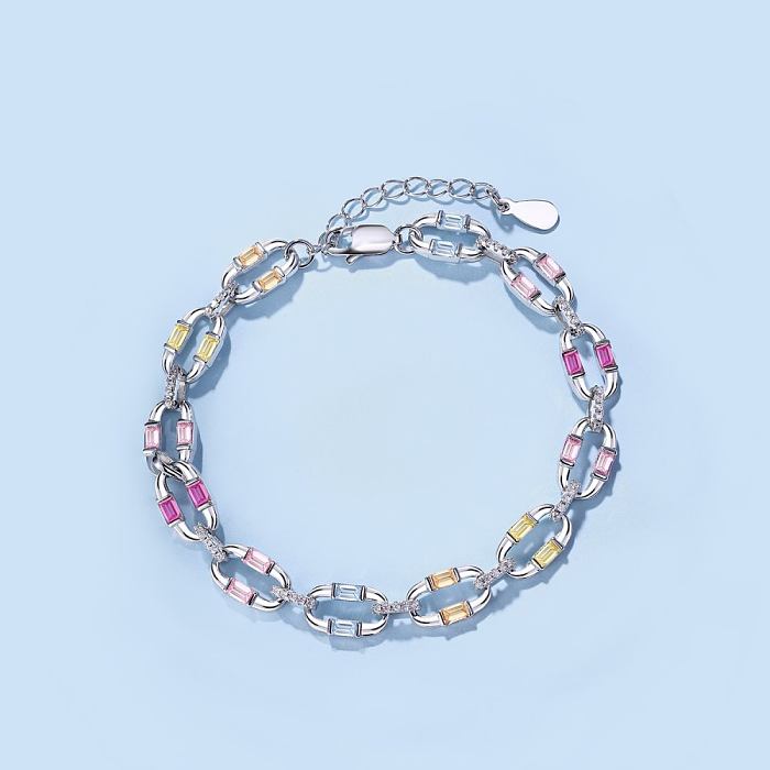 Bracelet de luxe en chaîne de tennis en zircone colorée