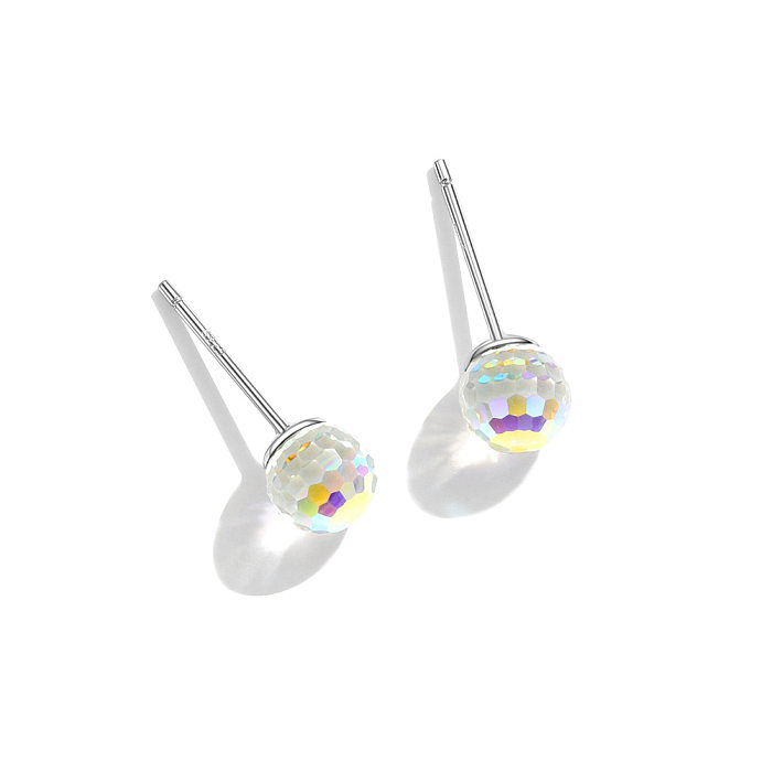 Sterling Silver Crystal Beads Stud Earrings