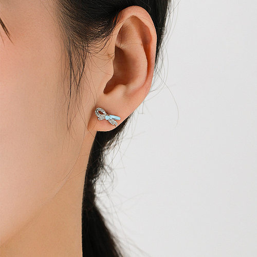 Lovely Zirconia Bow Stud Earring