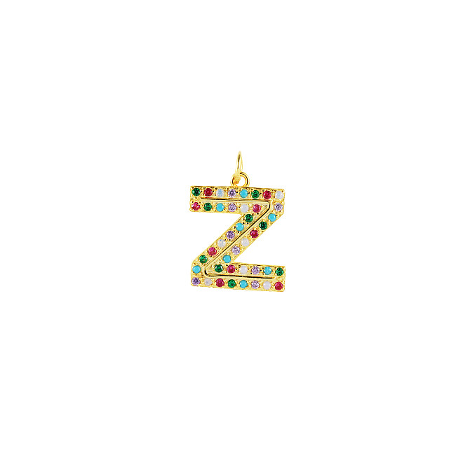 Pingente colorido de letra Z em prata esterlina com zircônia