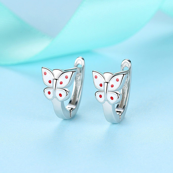 Kids Silver Butterfly Hoop Earrings