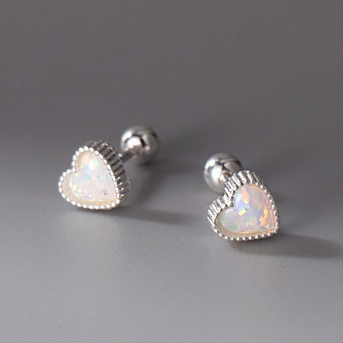 Mini Opal Heart Screw Back Earring