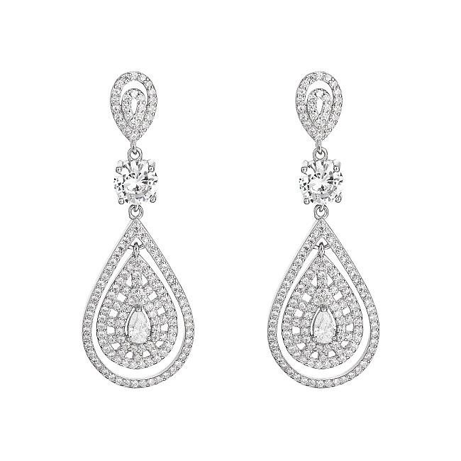 Silver Cubic Zirconia Waterdrop Stud Earring