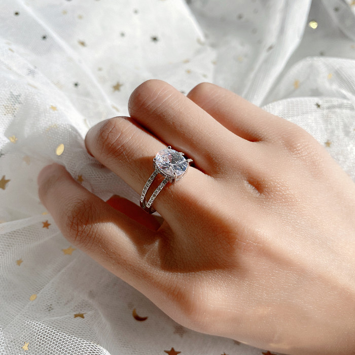 Silver Cubic Zirconia Solitaire Ring