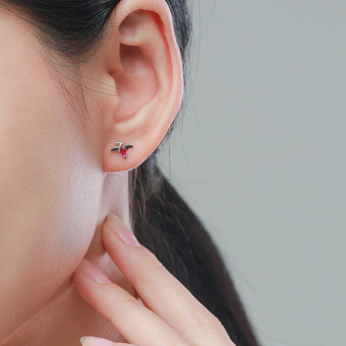 Kids  Silver Zirconia Pterosaur Stud Earring