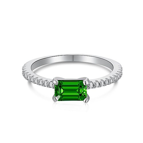 Unique Emerald Zirconia Solitaire Ring