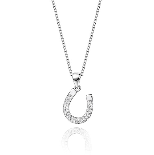 Collier fer à cheval en argent sterling et zircone