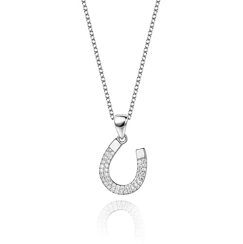 Sterling Silver Zirconia Horsehoe Necklace