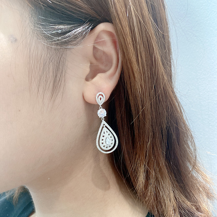 Silver Cubic Zirconia Waterdrop Stud Earring