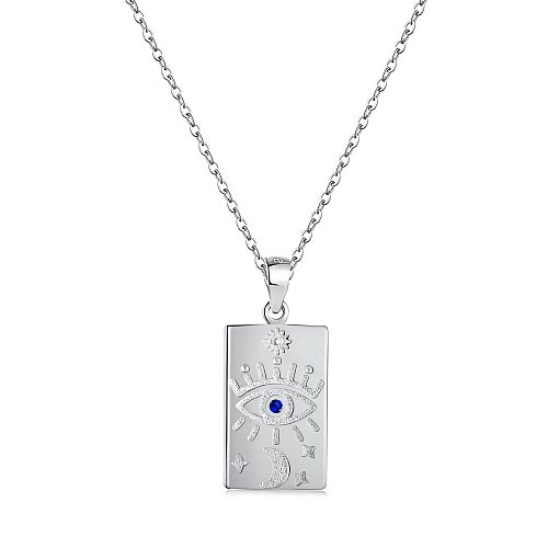 Sterling Silver Engraved Evil Eye Pendant Necklaces