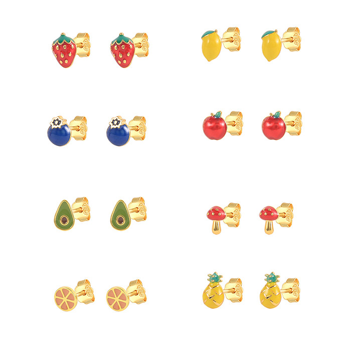 Kids  Silver Apple Fruit Stud Earrings