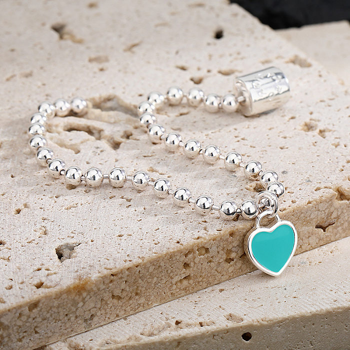 Sterling Silver Beads Heart Chain Bracelets