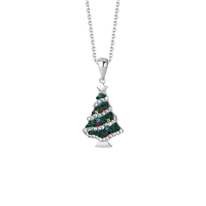 Sterling Silber CZ Weihnachtsbaum Halsketten
