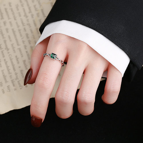Anéis de dedo do pé com corrente de prata esterlina com zircônia verde