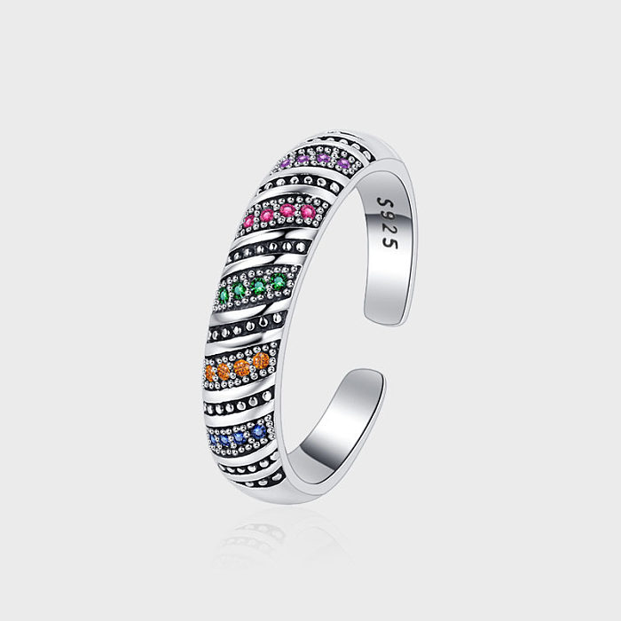 Vintage Colorful Zirconia Dots Open Rings
