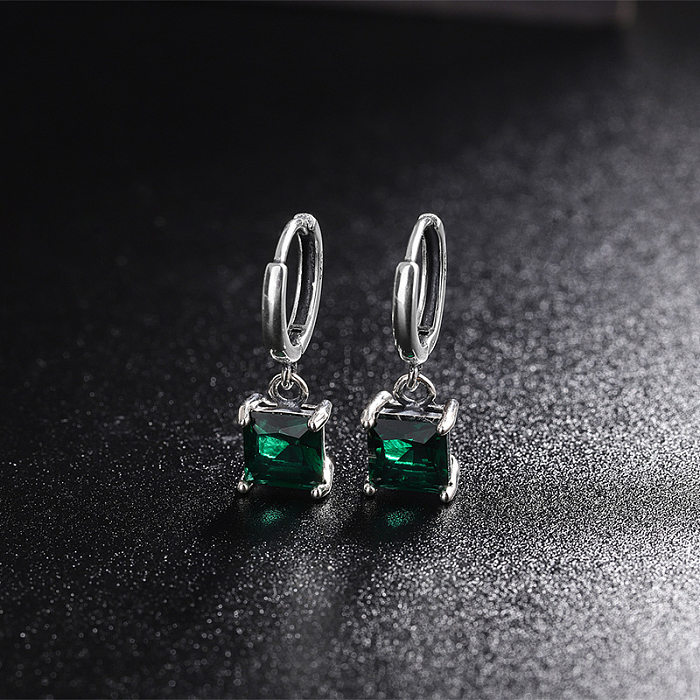 Square Emerald Zirconia Hoop Earrings