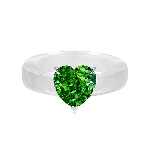 Anillo con banda de cristal y corazón de circonita con alto contenido de carbono