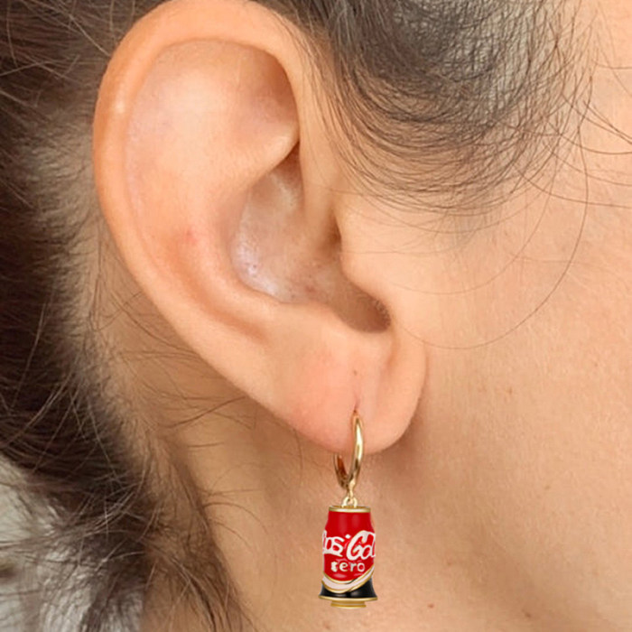 Kids  Silver Coca Cola Hoop Earrings