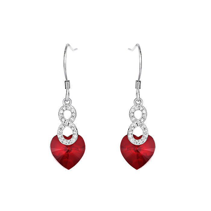 Austrian Crystals Love Heart Cubic Zirconia Dangle Earring