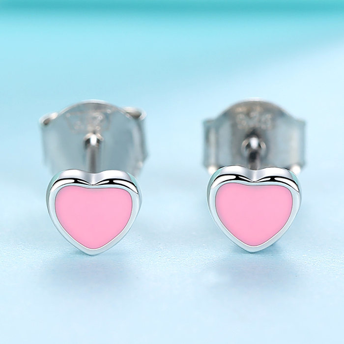 Kids Silver Hearts Stud Earrings