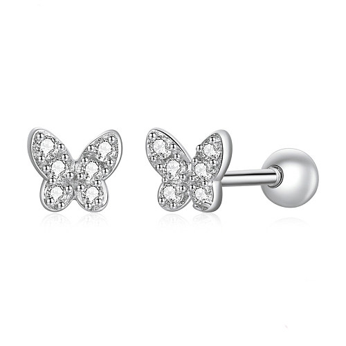 Zirconia Butterfly Screw Back Earrings