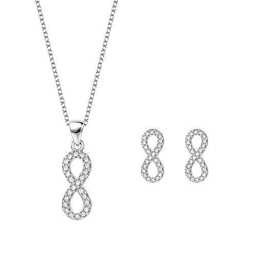 Ensemble de collier et boucles d'oreilles infini en argent et zircone cubique