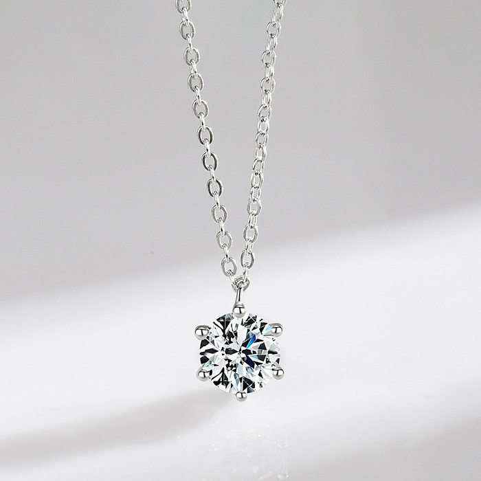 Sterling Silver Sparkle Round Zirconia Necklaces