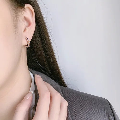 Luxury Rainbow Zirconia Huggie Hoop Earrings