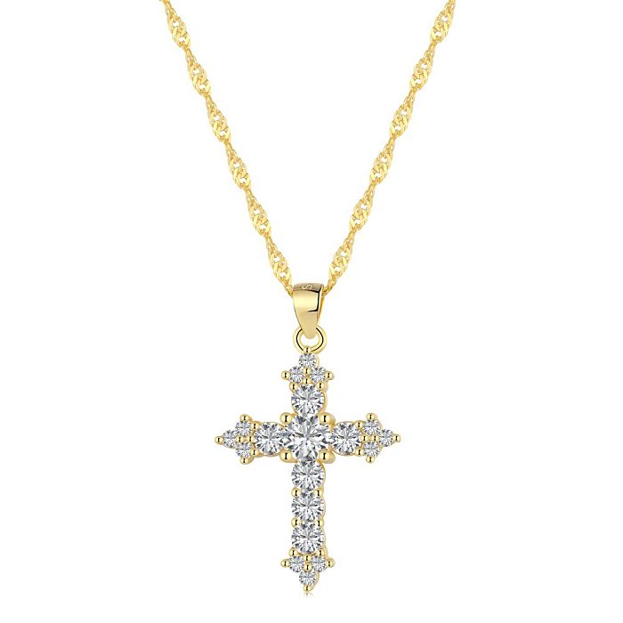 Sterling Silver Vintage Zirconia Cross Necklace