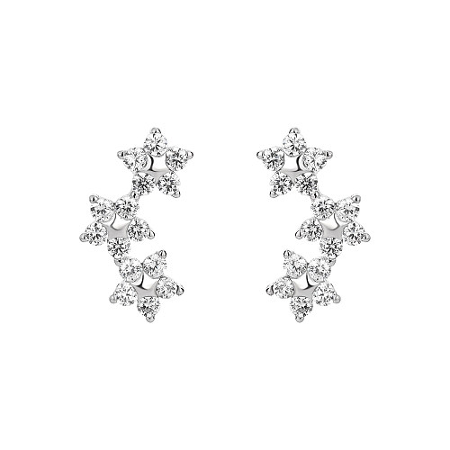 Silver Cubic Zirconia Star Stud Earring