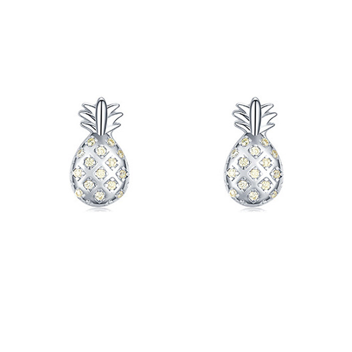 Kids  Silver Zirconia Pineapple Stud Earring