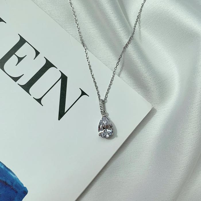 Sterling Silver CZ Waterdrop Necklaces