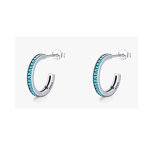Sterling Silver Turquoise Hoop Stud Earrings